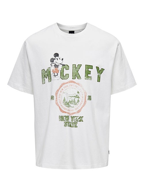 Camiseta M/C Only and Sons RLX Mickey Cloud Dancer 22028727 Camiseta M/C Only and Sons RLX Mickey Cloud Dancer 22028727