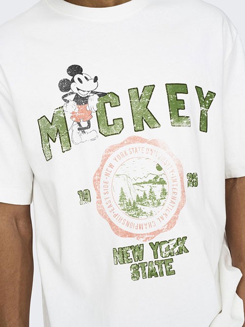 Camiseta M/C Only and Sons RLX Mickey Cloud Dancer 22028727 Camiseta M/C Only and Sons RLX Mickey Cloud Dancer 22028727
