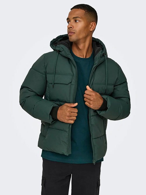 Cazadora Only and Sons OnsElijah Pckt Hood Darkest Spruce
