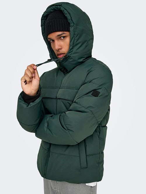 Cazadora Only and Sons OnsElijah Pckt Hood Darkest Spruce