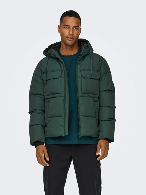 Cazadora Only and Sons OnsElijah Pckt Hood Darkest Spruce