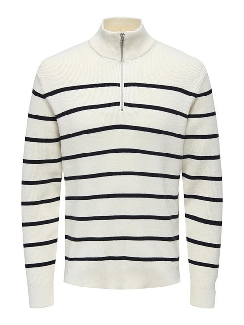 Jersey OnsPhil Reg Half Zip Antique White/Dark Navy