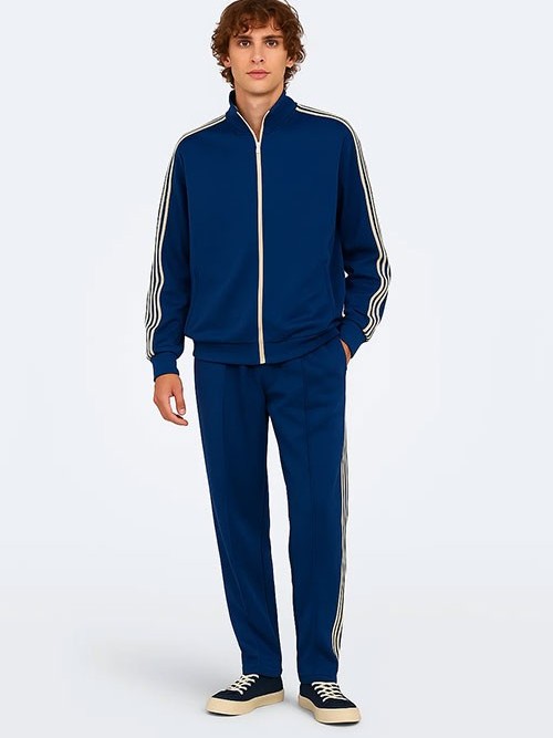 Track Sweat Only and Sons Onsriber Rlx Zip Stripe Estate Blue