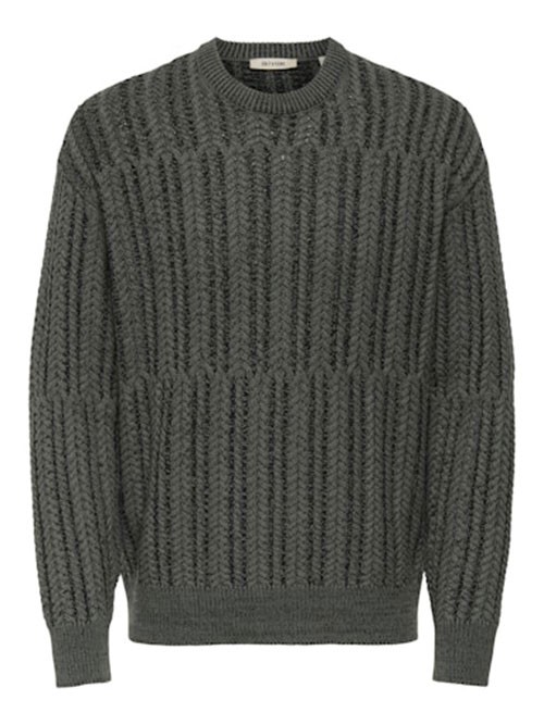 Jersey Only and Sons Onsfill Relax Cabel Crew Castor Gray Jersey Only and Sons Onsfill Relax Cabel Crew Castor Gray