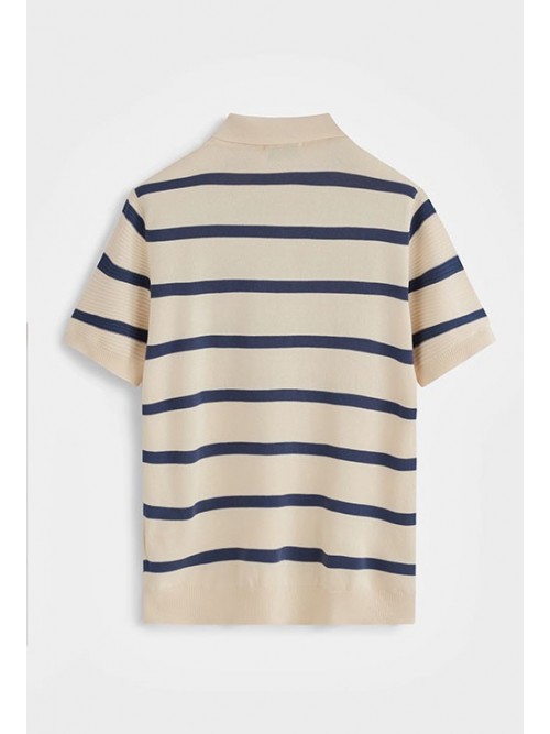 Polo M/C Stripe FLV Beige/Navy