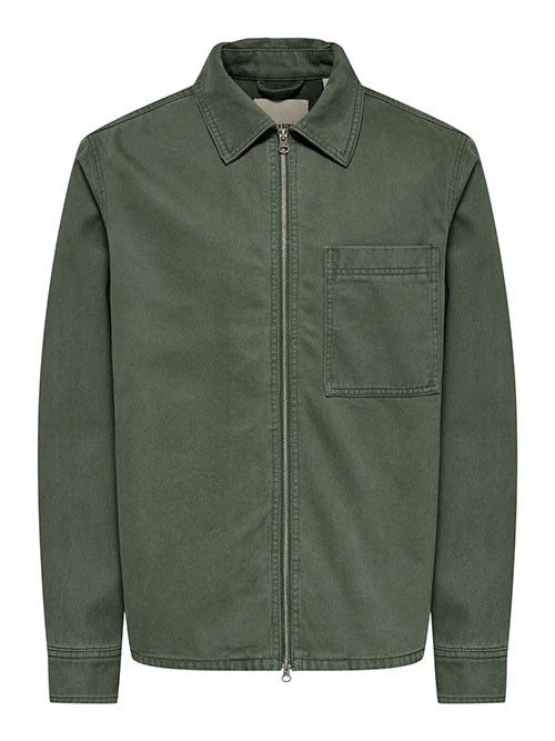 Cazadora Only and Sons Ray Washed Zip Thyme Cazadora Only and Sons Ray Washed Zip Thyme